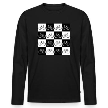 Bicycle checkerboard for cyclists - Men's Premium Organic Long Sleeve Shirt - black - Front - Nico (187cm)