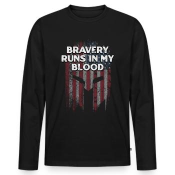 La bravoure coule dans mon sang Fier Américain confiant - T-shirt manches longues Premium bio Homme - noir - Devant - Nico (187cm)