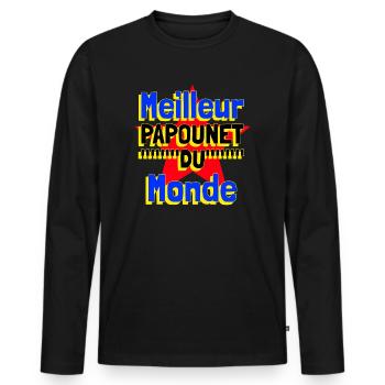 Meilleur papounet du monde - T-shirt manches longues Premium bio Homme - noir - Devant - Nico (187cm)