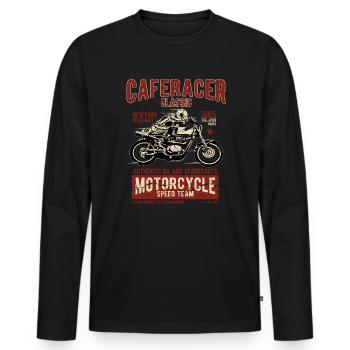Biker Shirt Caferacer Classic Race Speed Team - Männer Premium Bio Langarmshirt - Schwarz - Vorne - Nico (187cm)