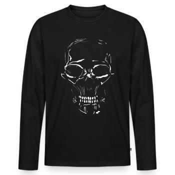 Skull / minimal skull - Men's Premium Organic Long Sleeve Shirt - black - Front - Nico (187cm)