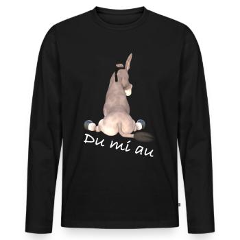 Du mi au, Witzig, Esel, schwäbisch - Männer Premium Bio Langarmshirt - Schwarz - Vorne - Nico (187cm)