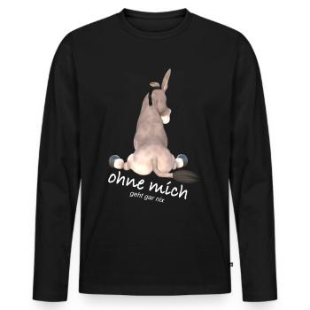 ohne mich geht gar nix, Witzig, Esel - Männer Premium Bio Langarmshirt - Schwarz - Vorne - Nico (187cm)