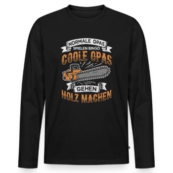 Coole Opas Holz Kettensäge Holzfäller Rentner - Männer Premium Bio Langarmshirt - Schwarz - Vorne - Nico (187cm)