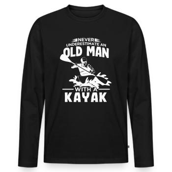 Paddle Paddle Boat Kayak Kayaking - Men's Premium Organic Long Sleeve Shirt - black - Front - Nico (187cm)