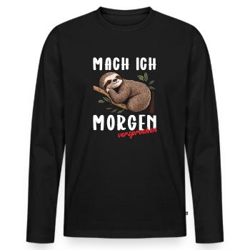 mach ich morgen versprochen - Männer Premium Bio Langarmshirt - Schwarz - Vorne - Nico (187cm)