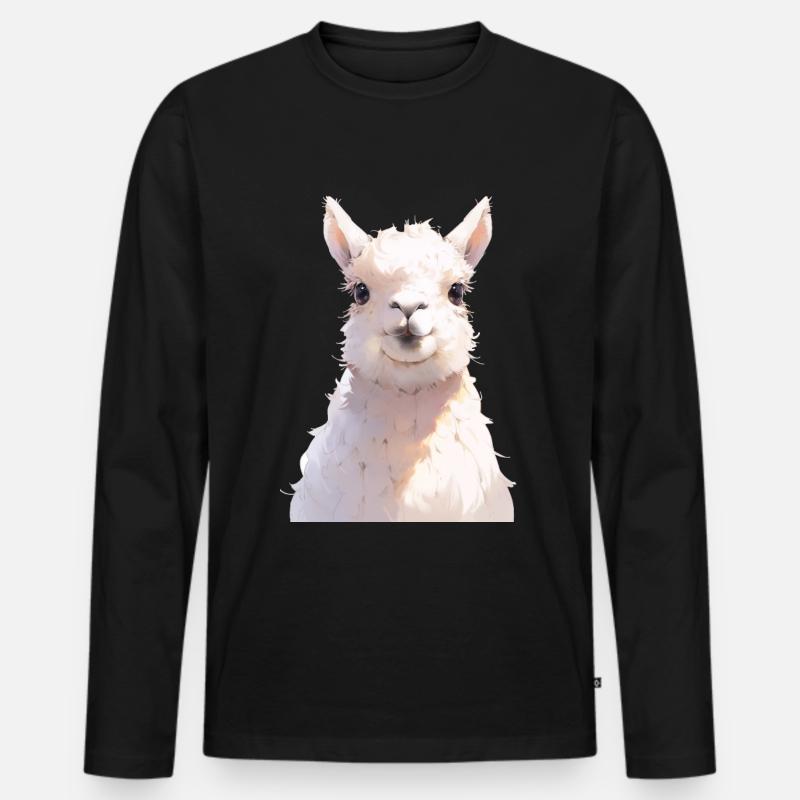 Lama - Männer Premium Bio Langarmshirt - Schwarz