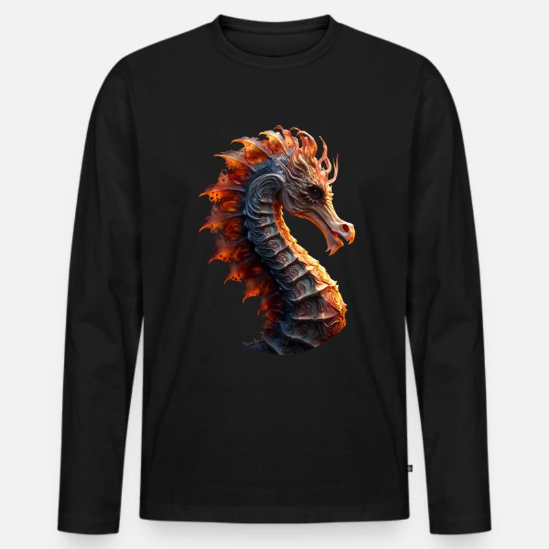 Seepferdchen - Männer Premium Bio Langarmshirt - Schwarz