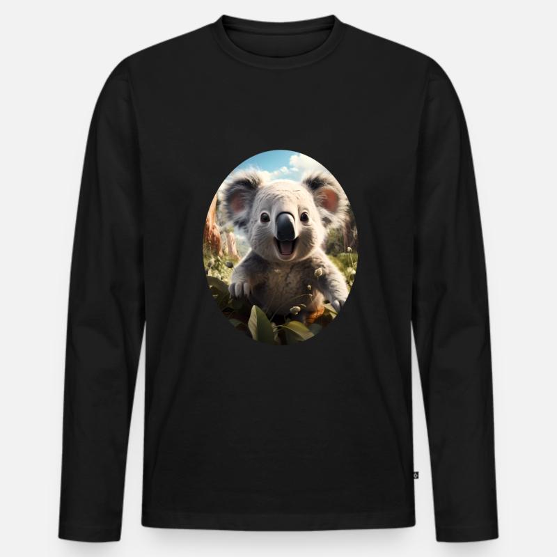 Koala - Männer Premium Bio Langarmshirt - Schwarz
