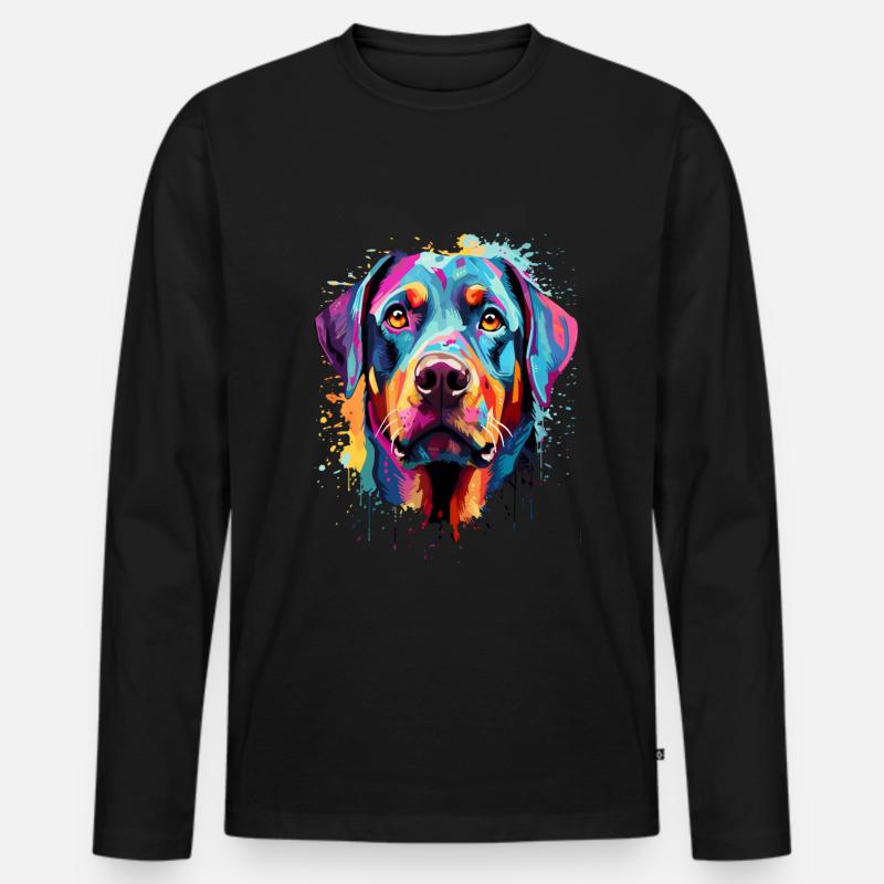 Rottweiler Colorful - Männer Premium Bio Langarmshirt - Schwarz