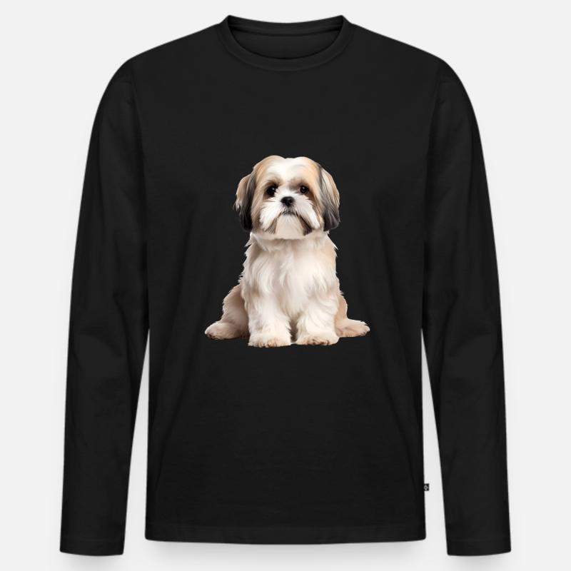 Shih Tzu - Männer Premium Bio Langarmshirt - Schwarz