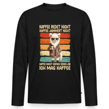 Kaffee Rede Nicht Kaffee Jammert Nicht Lama - Männer Premium Bio Langarmshirt - Schwarz - Vorne - Nico (187cm)