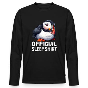 Official Atlantic Puffin Sleep Shirt - Men's Premium Organic Long Sleeve Shirt - black - Front - Nico (187cm)