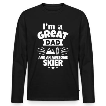 I'm a great dad and a strong skier - Men's Premium Organic Long Sleeve Shirt - black - Front - Nico (187cm)
