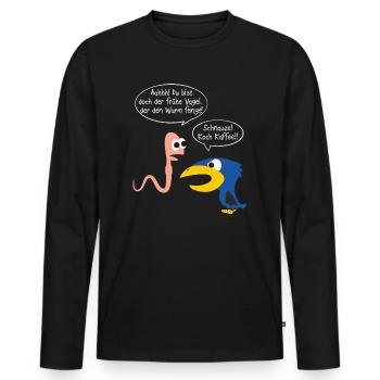 TD - Vogel und Wurm unterhalten sich - Schnauze - Männer Premium Bio Langarmshirt - Schwarz - Vorne - Nico (187cm)