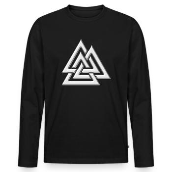 Valknut ,Walknot, nœuds de Wotan, Walhalla, Odin - T-shirt manches longues Premium bio Homme - noir - Devant - Nico (187cm)