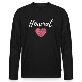 Hoamat Liebe mit rotem Herz Schriftzug - Männer Premium Bio Langarmshirt - Schwarz - Vorne - Nico (187cm)