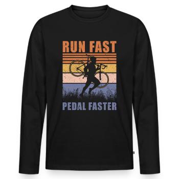 Cyclocross Run Fast Pedal Schneller Gravel Bike - Männer Premium Bio Langarmshirt - Schwarz - Vorne - Nico (187cm)
