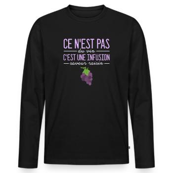 Ce n'est pas du vin vigne vigneron humour - T-shirt manches longues Premium bio Homme - noir - Devant - Nico (187cm)