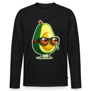 Cute Avocado Glasses Vegetarian Vegans - Men's Premium Organic Long Sleeve Shirt - black - Front - Nico (187cm)