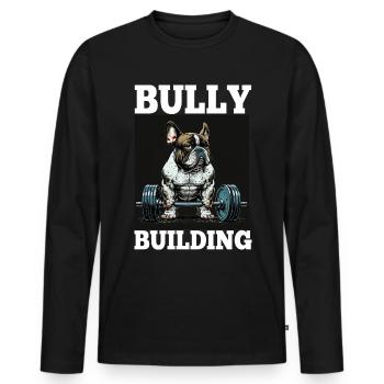 Français Bulldog Frenchie Bodybuilding Dog - T-shirt manches longues Premium bio Homme - noir - Devant - Nico (187cm)