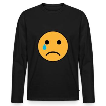 Emoji triste - T-shirt manches longues Premium bio Homme - noir - Devant - Nico (187cm)