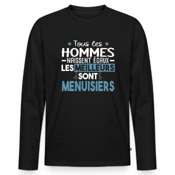 Menuisier Bois Métier Menuiserie Cadeau Humour - T-shirt manches longues Premium bio Homme - noir - Devant - Nico (187cm)