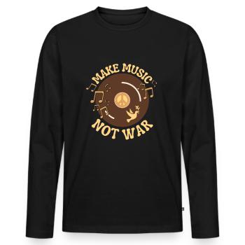 Make Music Not War. Vinyl Schallplatte und Peace - Männer Premium Bio Langarmshirt - Schwarz - Vorne - Nico (187cm)