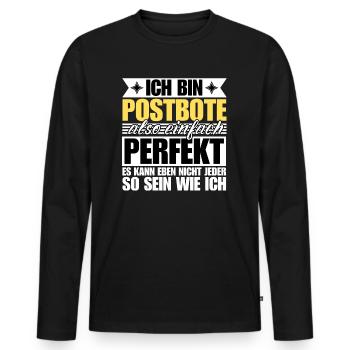 Perfekter Postbote - Männer Premium Bio Langarmshirt - Schwarz - Vorne - Nico (187cm)