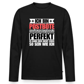 Perfekter Postbote - Männer Premium Bio Langarmshirt - Schwarz - Vorne - Nico (187cm)