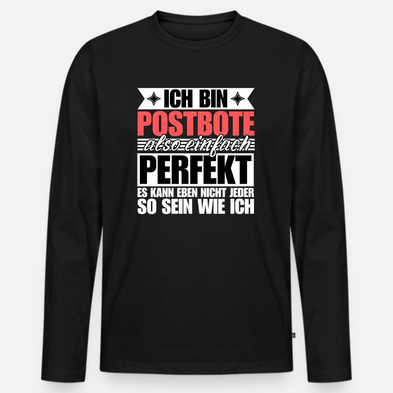 Perfekter Postbote - Männer Premium Bio Langarmshirt - Schwarz