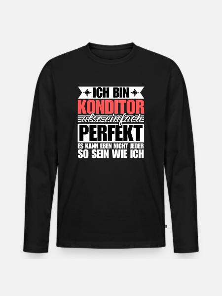 Perfekter Konditor - Männer Premium Bio Langarmshirt - Schwarz