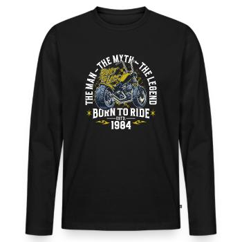 1984 Vintage Man Myth Legend Motorcycle - Men's Premium Organic Long Sleeve Shirt - black - Front - Nico (187cm)