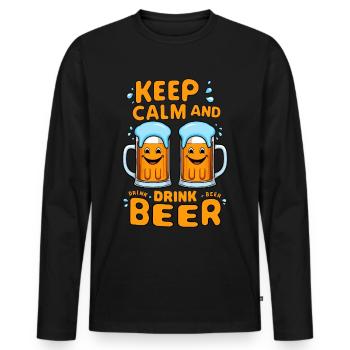 Funny beer mugs - Men's Premium Organic Long Sleeve Shirt - black - Front - Nico (187cm)