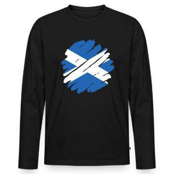 Drapeau écossais Drapeau écossais Alba GB Royaume-Uni - T-shirt manches longues Premium bio Homme - noir - Devant - Nico (187cm)