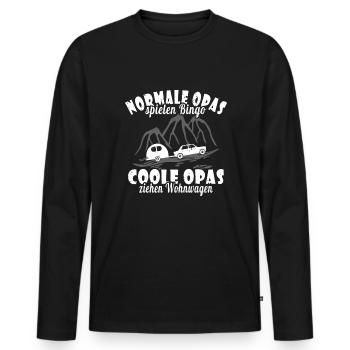 Cooler Opa Camping Wohnwagen - Männer Premium Bio Langarmshirt - Schwarz - Vorne - Nico (187cm)