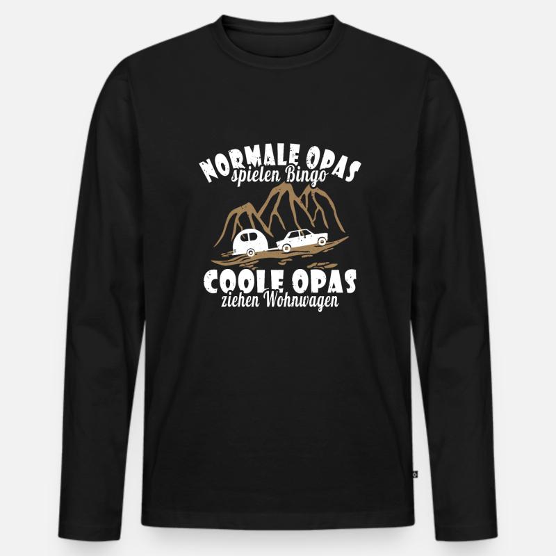 Wohnwagen Camping Rentner Opa - Männer Premium Bio Langarmshirt - Schwarz