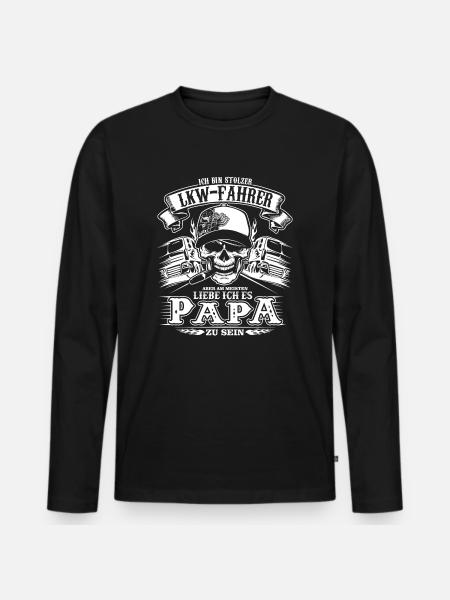 LKW-Fahrer Trucker Fernfahrer Brummi Papa Vatertag - Männer Premium Bio Langarmshirt - Schwarz