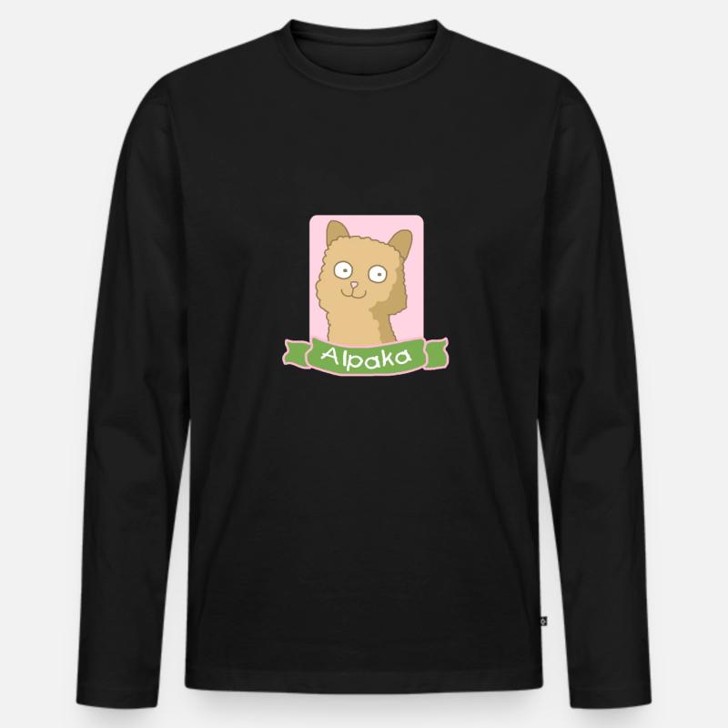 Alpaka Tier Süß - Männer Premium Bio Langarmshirt - Schwarz