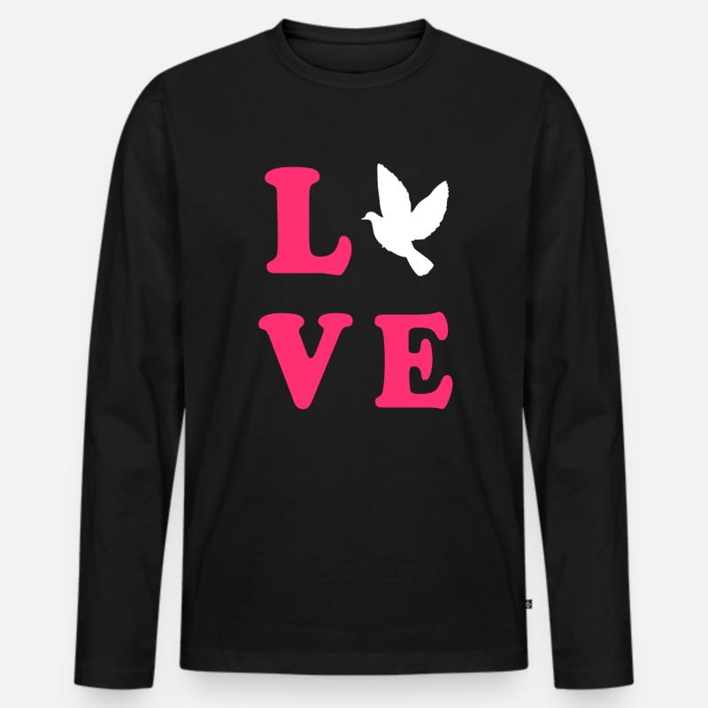 Pigeon Love - Männer Premium Bio Langarmshirt - Schwarz
