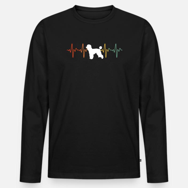 Distressed Poodle Heartbeat - Männer Premium Bio Langarmshirt - Schwarz