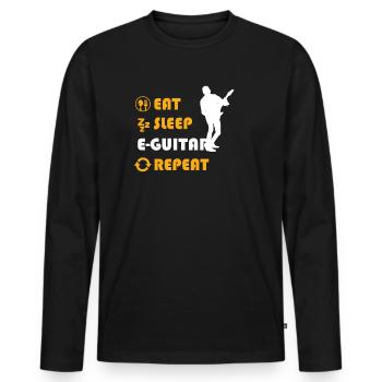 E-Guitar Graphic Shirt - Men's Premium Organic Long Sleeve Shirt - black - Front - Nico (187cm)
