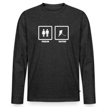 Problem Solved Ice Hockey - Men's Premium Organic Long Sleeve Shirt - heather anthracite - Front - Nico (187cm)
