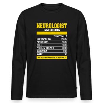 Génial Neurologue Ingrédients Tee Shirt - T-shirt manches longues Premium bio Homme - noir - Devant - Nico (187cm)