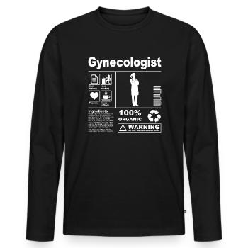Description du produit gynécologue - T-shirt manches longues Premium bio Homme - noir - Devant - Nico (187cm)
