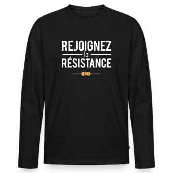 Rejoignez la résistance humour science ingénieur - T-shirt manches longues Premium bio Homme - noir - Devant - Nico (187cm)