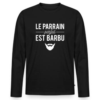 Le parrain parfait est barbu cadeau parrain - T-shirt manches longues Premium bio Homme - noir - Devant - Nico (187cm)