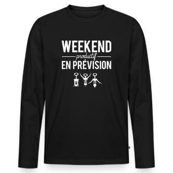 Weekend Productif En Prévision Apéro Alcool Humour - T-shirt manches longues Premium bio Homme - noir - Devant - Nico (187cm)