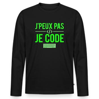 J'peux pas je code développeur codeur humour - T-shirt manches longues Premium bio Homme - noir - Devant - Nico (187cm)