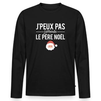 J'peux pas j'attends le Père Noël humour - T-shirt manches longues Premium bio Homme - noir - Devant - Nico (187cm)